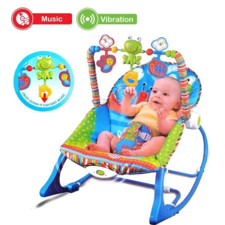 iBaby Infant to Toddler Rocker with Musical Toy Bar & Vibrations(Blue)