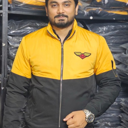 Winter high neck saskin padding jacket - yellow