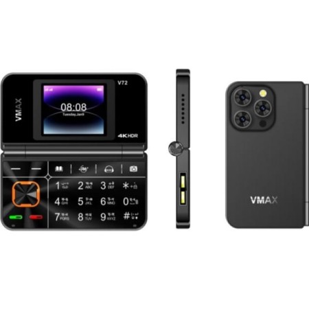 Latest Model Vmax-V72 Dual Display Folding Dual Sim Pocket Mini Phone Black