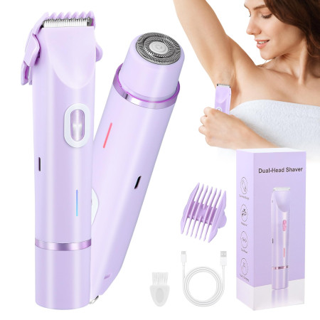 Dual-Head Women’s 2 in 1 Electric Shaver Bikini Trimmer (Rechargeable) - Painless Hair Removal