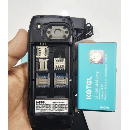 KGTEL K1000 Button Phone (4 Sim) 2500mAh Battery (Black)