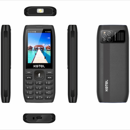 KGTEL K1000 Button Phone (4 Sim) 2500mAh Battery (Black)