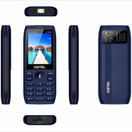 KGTEL K1000 Button Phone (4 Sim) 2500mAh Battery (Blue)