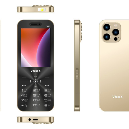 VMAX V17 Premium Feature Phone Golden (3000mAh Battery)