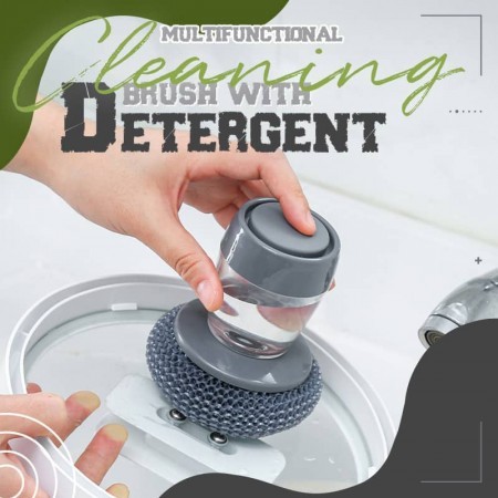 Stainless Steel Pressing Cleaning Brush Dish Scrubber Kitchen Brush