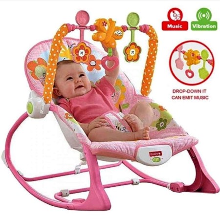 iBaby Infant to Toddler Rocker with Musical Toy Bar & Vibrations(pink)