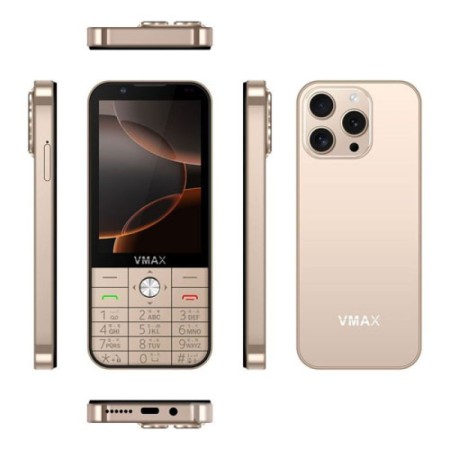 VMAX Note-14 Android (RAM-4GB & ROM-64GB) 4G Display: 3.5 inch Smart Touch LCD Button Phone golden