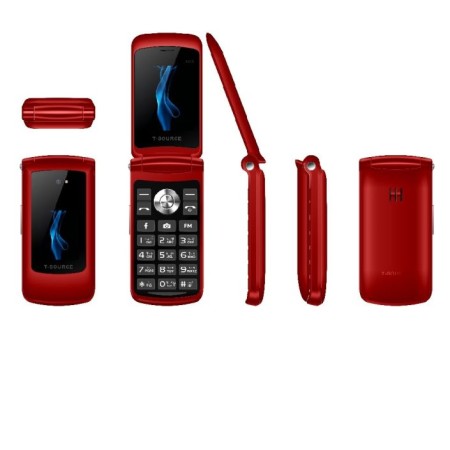 T-Source T203 Dual Display Folding Mobile Phone red